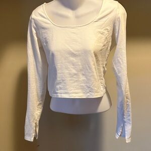 H&M by Divided Women's White Long Sleeve cropped Top